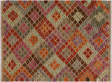 Boho Chic Turkish Kilim Mammie Hand-Woven Wool Rug - 4'5'' x 6'0''