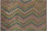 Flat Weave Kilim, Antique, Navaho, Vintage, Handmade, Modern Kilim Gray Green Hand-Woven Rectangle 100% Wool Area Rug 6 x 8