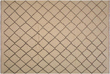Flat Weave Kilim, Antique, Navaho, Vintage, Handmade, Modern Kilim Tan Black Hand-Woven Rectangle 100% Wool Area Rug 10 x 13