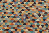 Flat Weave Kilim, Antique, Navaho, Vintage, Handmade, Modern Kilim Blue Rust Hand-Woven Rectangle 100% Wool Area Rug 5 x 6
