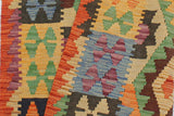 Flat Weave Kilim, Antique, Navaho, Vintage, Handmade, Geometric Kilim Blue Rust Hand-Woven Runner 100% Wool Area Rug 3 x 9