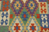 Flat Weave Kilim, Antique, Navaho, Vintage, Handmade, Geometric Kilim Rust Blue Hand-Woven Runner 100% Wool Area Rug 3 x 13