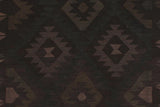 Flat Weave Kilim, Antique, Navaho, Vintage, Handmade, Geometric Kilim Black Blue Hand-Woven Rectangle 100% Wool Area Rug 5 x 7