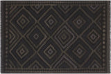 Flat Weave Kilim, Antique, Navaho, Vintage, Handmade, Geometric Kilim Black Blue Hand-Woven Rectangle 100% Wool Area Rug 6 x 8