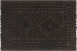 Retro Turkish Kilim Kandi Hand-Woven Wool Rug - 5'0'' x 6'4''