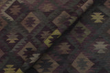 Flat Weave Kilim, Antique, Navaho, Vintage, Handmade, Geometric Kilim Purple Green Hand-Woven Rectangle 100% Wool Area Rug 6 x 10