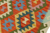Flat Weave Kilim, Antique, Navaho, Vintage, Handmade, Geometric Kilim Rust Beige Hand-Woven Runner 100% Wool Area Rug 3 x 6