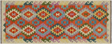 Retro Turkish Kilim Kelly Hand-Woven Wool Runner - 2'7'' x 6'5''