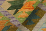 Flat Weave Kilim, Antique, Navaho, Vintage, Handmade, Geometric Kilim Purple Green Hand-Woven Rectangle 100% Wool Area Rug 4 x 5