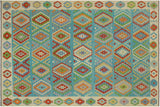 Retro Turkish Kilim Morris Hand-Woven Wool Rug - 8'2'' x 9'5''