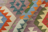 Flat Weave Kilim, Antique, Navaho, Vintage, Handmade, Geometric Kilim Purple Blue Hand-Woven Rectangle 100% Wool Area Rug 8 x 10