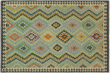 Bohemian Turkish Kilim Kennedy Hand-Woven Wool Rug - 5'10'' x 8'0''
