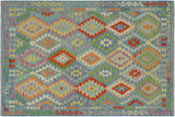 Tribal Turkish Kilim Spencer Hand-Woven Wool Rug - 5'2'' x 6'8''