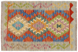 Tribal Turkish Kilim Ruby Hand-Woven Wool Rug - 2'2'' x 3'3''