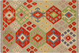 Contemporary Turkish Kilim Charles Hand-Woven Wool Rug - 2'7'' x 4'3''