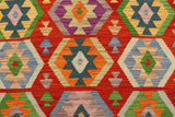 Flat Weave Kilim, Antique, Navaho, Vintage, Handmade, Geometric Kilim Rust Beige Hand-Woven Rectangle 100% Wool Area Rug 4 x 6