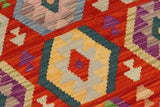 Flat Weave Kilim, Antique, Navaho, Vintage, Handmade, Geometric Kilim Rust Beige Hand-Woven Rectangle 100% Wool Area Rug 4 x 6