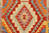 Flat Weave Kilim, Antique, Navaho, Vintage, Handmade, Geometric Kilim Rust Blue Hand-Woven Rectangle 100% Wool Area Rug 4 x 6