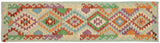 Flat Weave Kilim, Antique, Navaho, Vintage, Handmade, Geometric Kilim Blue Rust Hand-Woven Runner 100% Wool Area Rug 3 x 9