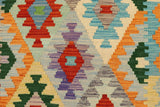 Flat Weave Kilim, Antique, Navaho, Vintage, Handmade, Geometric Kilim Rust Blue Hand-Woven Runner 100% Wool Area Rug 3 x 10