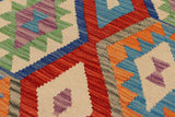 Flat Weave Kilim, Antique, Navaho, Vintage, Handmade, Geometric Kilim Rust Blue Hand-Woven Rectangle 100% Wool Area Rug 7 x 10