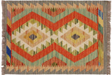 Rustic Turkish Kilim Dakota Hand-Woven Wool Rug - 2'1'' x 2'9''