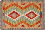 Retro Turkish Kilim Keyon Hand-Woven Wool Rug - 2'0'' x 2'10''