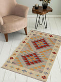 Flat Weave Kilim, Antique, Navaho, Vintage, Handmade, Geometric Kilim Beige Red Hand-Woven Rectangle 100% Wool Area Rug 2 x 3