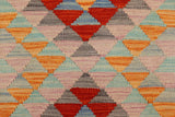 Flat Weave Kilim, Antique, Navaho, Vintage, Handmade, Geometric Kilim Beige Red Hand-Woven Rectangle 100% Wool Area Rug 2 x 3