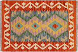 Bohemian Turkish Kilim Dixie Hand-Woven Wool Rug - 1'11'' x 2'10''