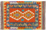 Tribal Turkish Kilim Mohamed Hand-Woven Wool Rug - 2'2'' x 2'11''