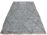 handmade Modern Moroccan Gray Black Hand Knotted RECTANGLE 100% WOOL area rug 8x10
