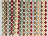 Modern Moroccan High-Low Rosalva Beige/Blue Wool Rug - 5'0'' x 7'7''