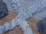 handmade Modern Moroccan Hi Lt. Blue Ivory Hand Knotted RECTANGLE 100% WOOL area rug 8x10