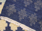 handmade Modern Moroccan Hi Blue Ivory Hand Knotted RECTANGLE 100% WOOL area rug 4x6