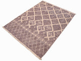 handmade Modern Moroccan Gray Beige Hand Knotted RECTANGLE 100% WOOL area rug 6x9
