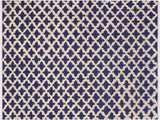 handmade Modern Moroccan Hi Blue Ivory Hand Knotted RECTANGLE 100% WOOL area rug 4x6