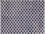 Modern Moroccan High-Low Bennie Blue/Ivory Wool Rug - 6'2'' x 9'7''