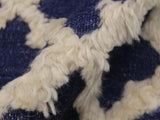 handmade Modern Moroccan Hi Blue Ivory Hand Knotted RECTANGLE 100% WOOL area rug 6x9