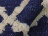 handmade Modern Moroccan Hi Blue Ivory Hand Knotted RECTANGLE 100% WOOL area rug 10x12