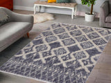 handmade Modern Moroccan Gray Ivory Hand Knotted RECTANGLE 100% WOOL area rug 3x5