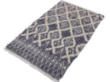 handmade Modern Moroccan Gray Ivory Hand Knotted RECTANGLE 100% WOOL area rug 3x5