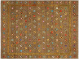 Modern Moroccan High-Low Candance Brown/Gold Wool Rug - 8'3'' x 9'6''