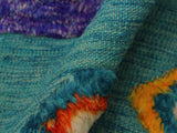 handmade Modern Moroccan Hi Green Blue Hand-Woven RECTANGLE 100% WOOL area rug 10x13