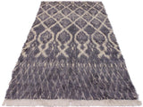 handmade Modern Moroccan Gray Ivory Hand Knotted RECTANGLE 100% WOOL area rug 5x7