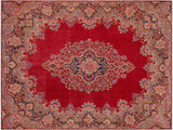 handmade Vintage Vintage Red Blue Hand Knotted RECTANGLE 100% WOOL area rug 10x13