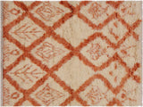 Shag Moroccan Sullivan Ivory/Rust Wool Rug - 4'3'' x 5'8''
