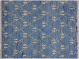 Modern Moroccan Saxon Lt. Blue/Ivory Wool Rug - 4'1'' x 6'2''