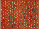 handmade Modern Moroccan Rust Blue Hand-Woven RECTANGLE 100% WOOL area rug 7 x 10