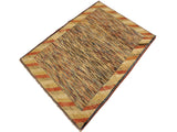 Shabby Chic Gabbeh Trista Blue/Beige Wool Rug - 3'4'' x 4'8''
